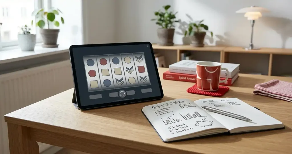 Illustration af moderne spilleautomater med dansk markedskontekst og ansvarligt spil