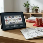 Illustration af moderne spilleautomater med dansk markedskontekst og ansvarligt spil