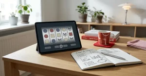 Illustration af moderne spilleautomater med dansk markedskontekst og ansvarligt spil